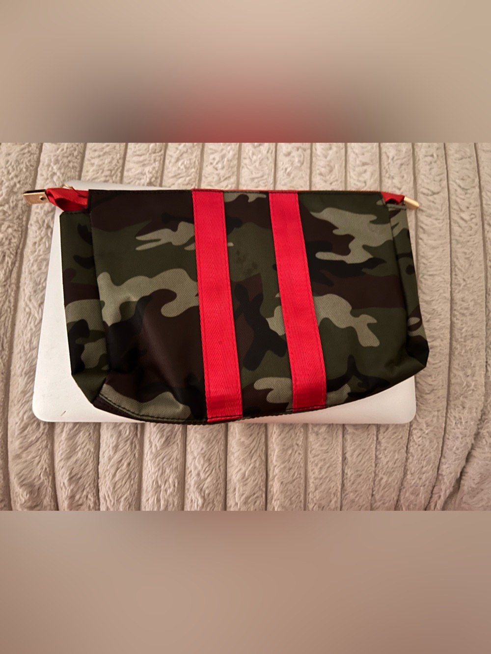 Camouflage Travel Pouch with Red Accent
